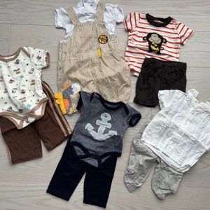 Set of 5 Baby Boys Tops and Pants Set Various Brands 0 - 6 months